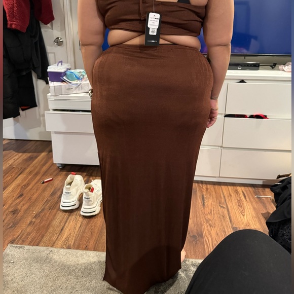 2 Piece Skirt Set Brown 2x - Picture 6 of 8
